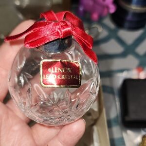 Lenox Clear Lead Crystal Ornament with Red Ribbon Accent